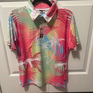Men’s Eagle Six Golf Tee- Colorful Tropical Polo Shirt